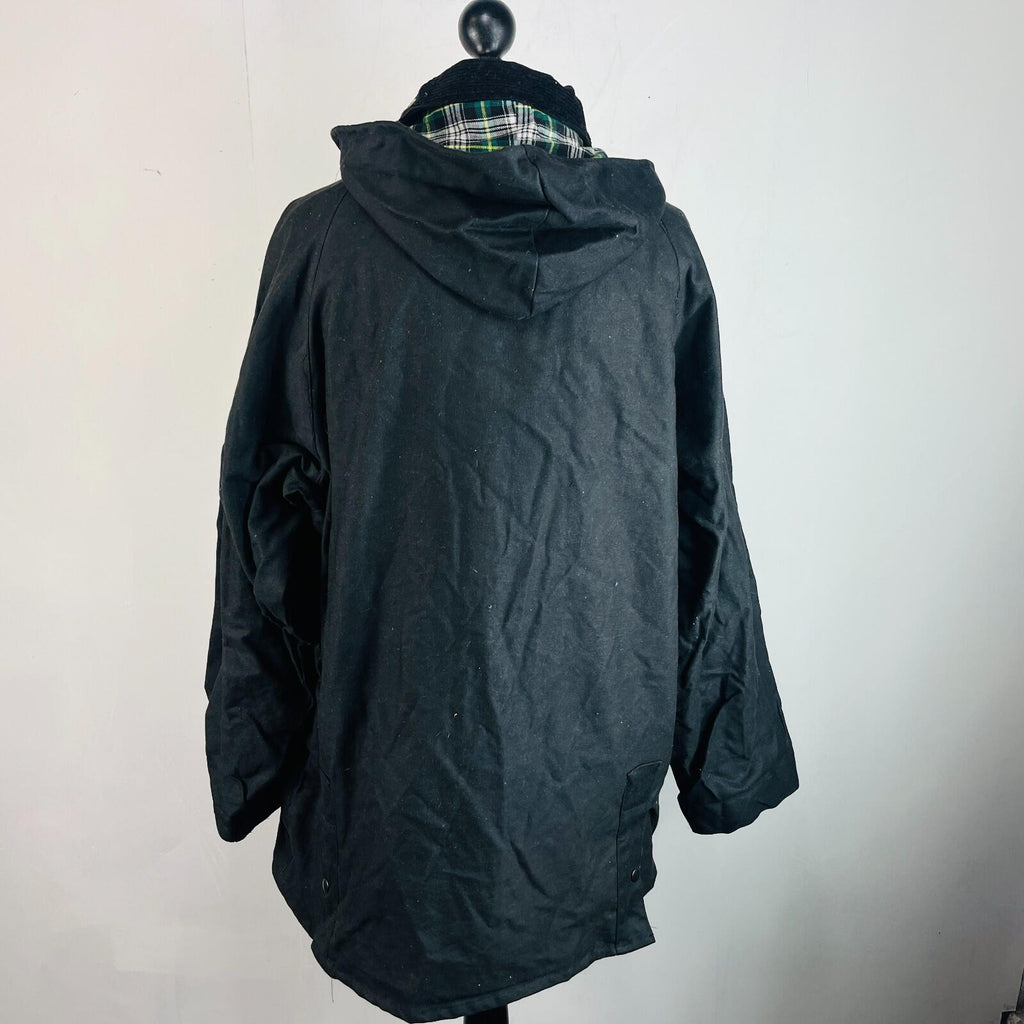 Men's Heavy Denim Wax Jacket in Black with Hood size 2XL