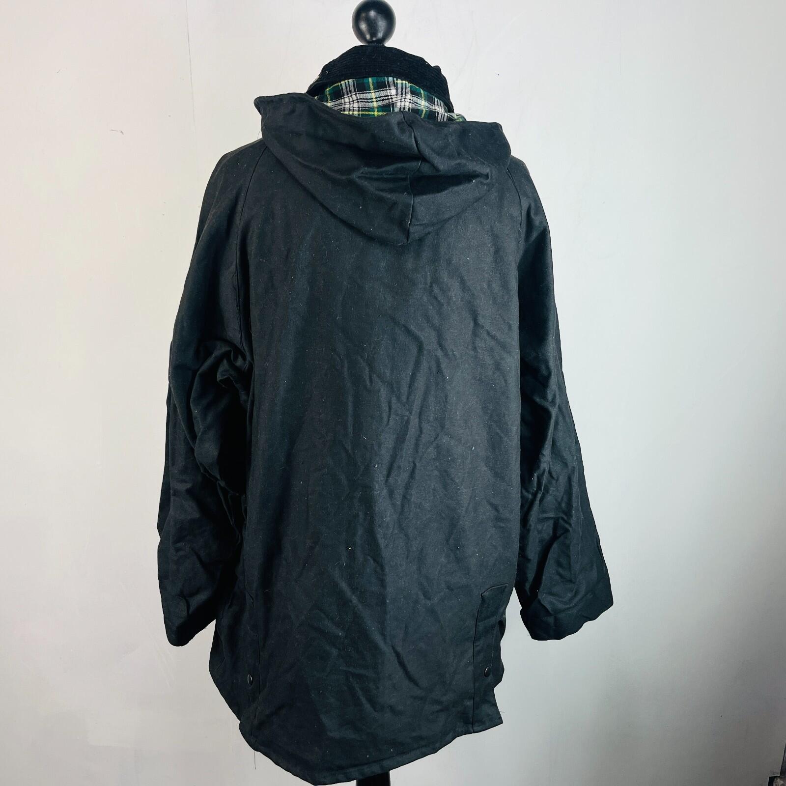 Men's Heavy Denim Wax Jacket in Black with Hood size 2XL