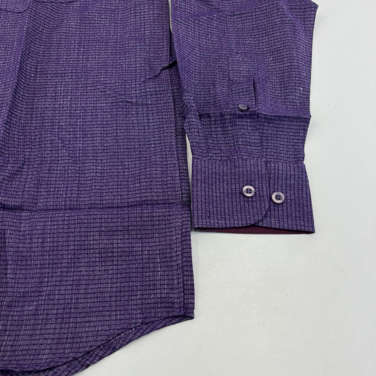 Cotton Valley Long Sleeve Shirt Purple Weave Button Down Collar UK size Medium