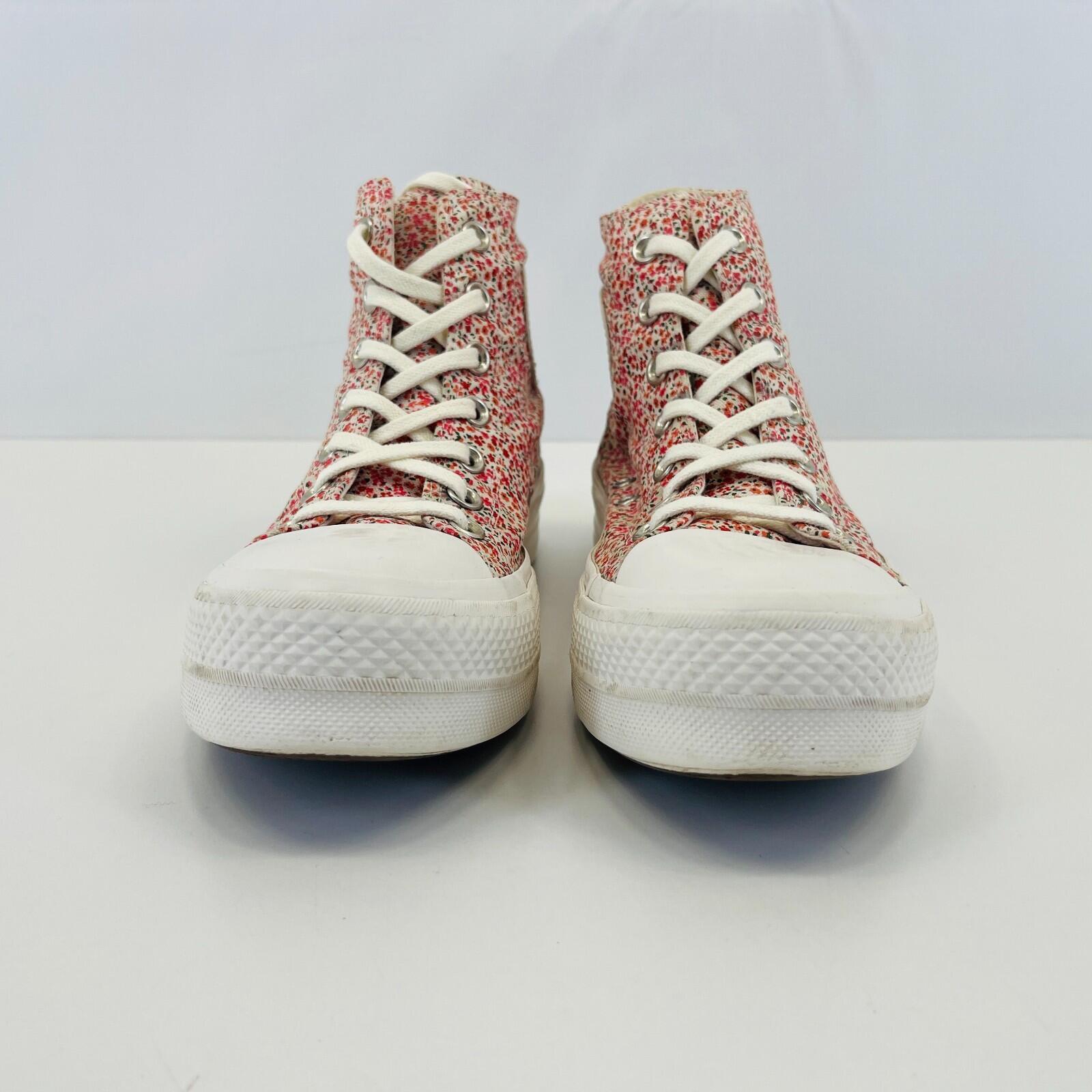 Converse All Star Chuck Taylor Hi-Top Red/White Floral Womens Trainers UK 5
