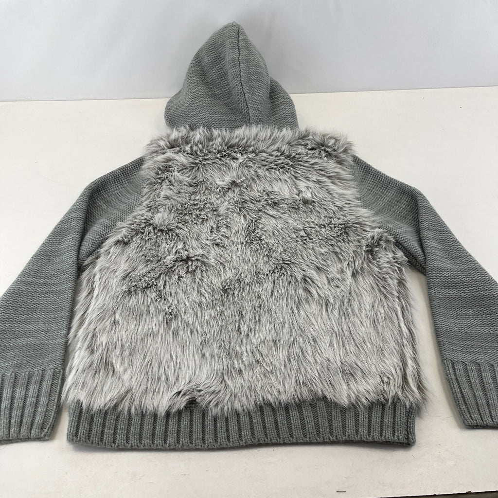 Papaya Women’s Faux Fur Knitted Hoodie in Grey size 18 - New