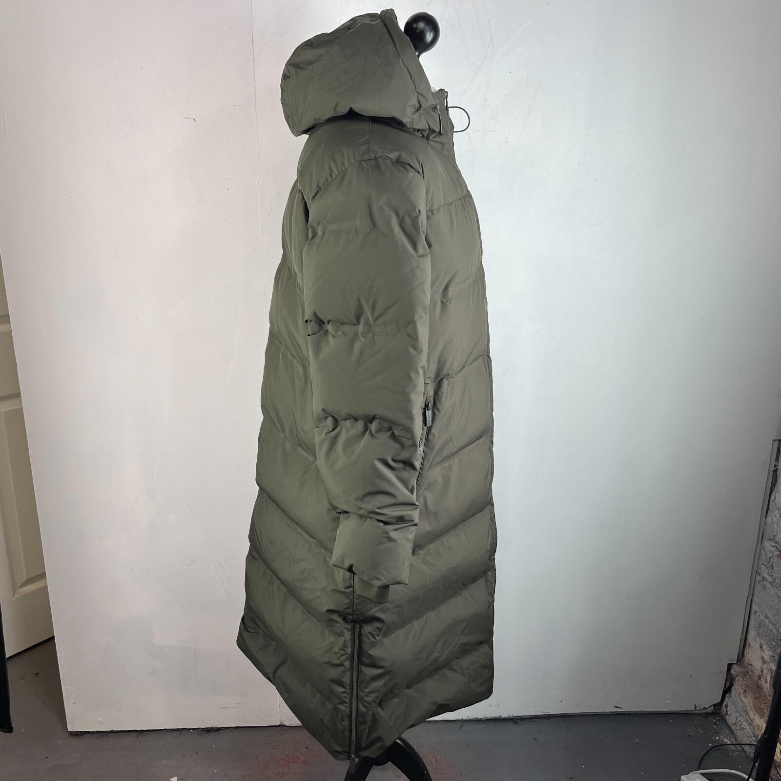 Sweaty Betty Nimbus Mid Waterproof Down Puffer Coat Hooded Large/14 Olive Green