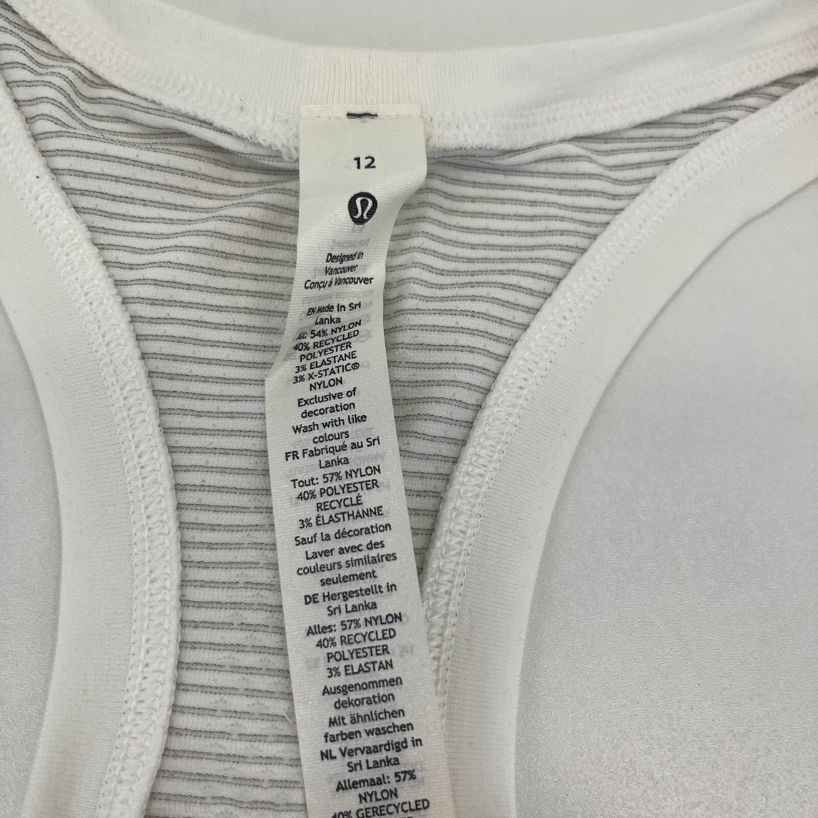 Lululemon Swiftly Tech Racerback Tank Top 2.0 White size UK 16 US 12 - New