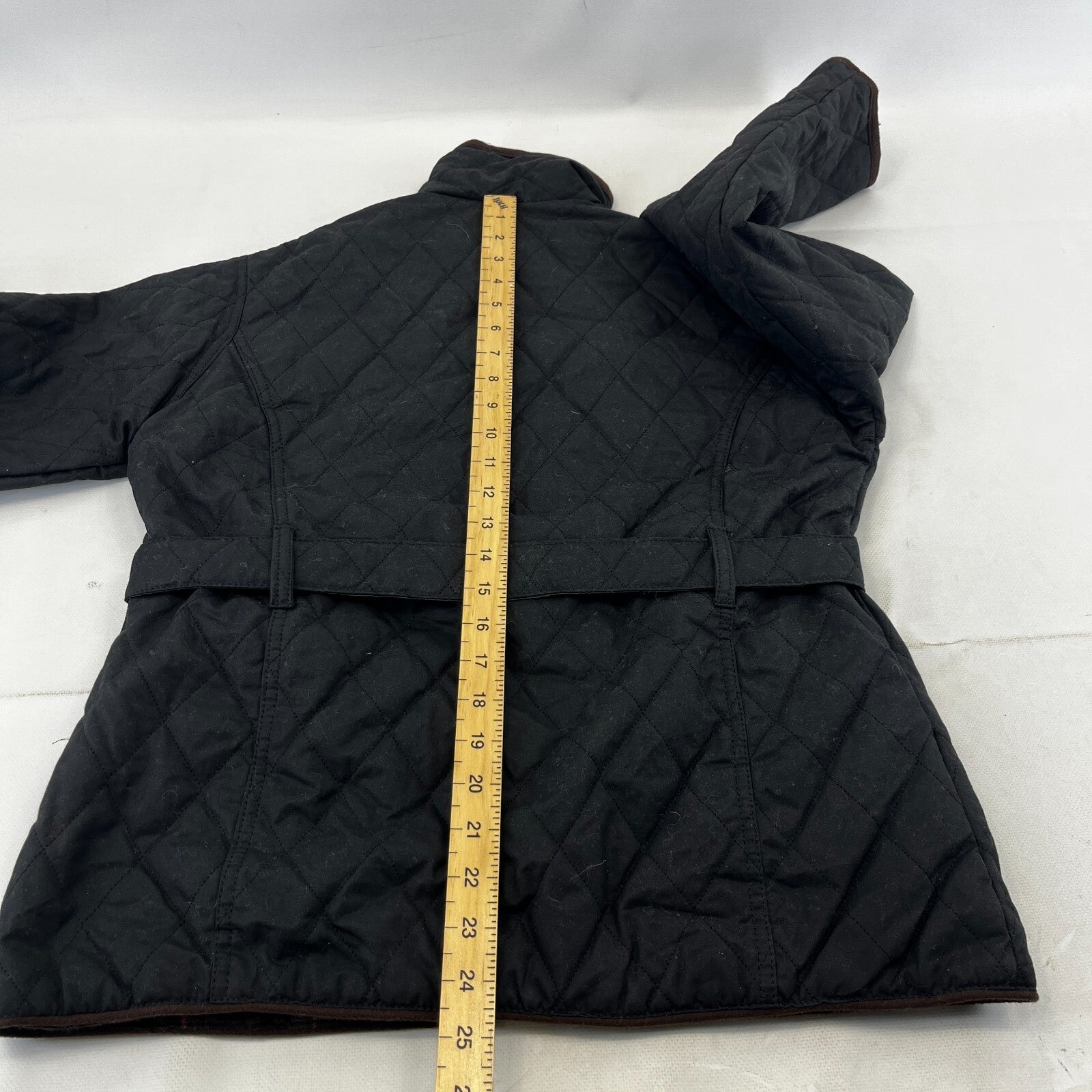 Rydale Quilted Wax Jacket UK Women's size 10 in Black with Belt