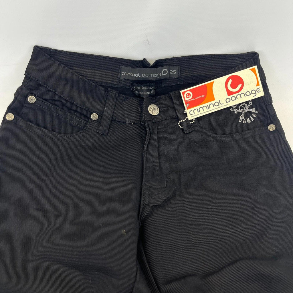 Criminal Damage Drainpipe Jeans Black W25 Skinny Fit Y2K Denim NWT Streetwear