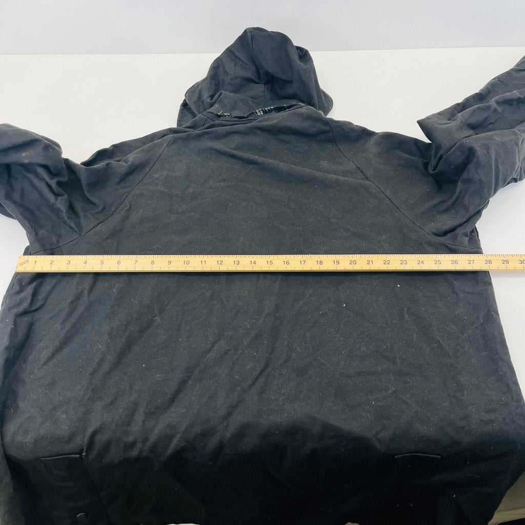 Men's Heavy Denim Wax Jacket in Black with Hood size 2XL