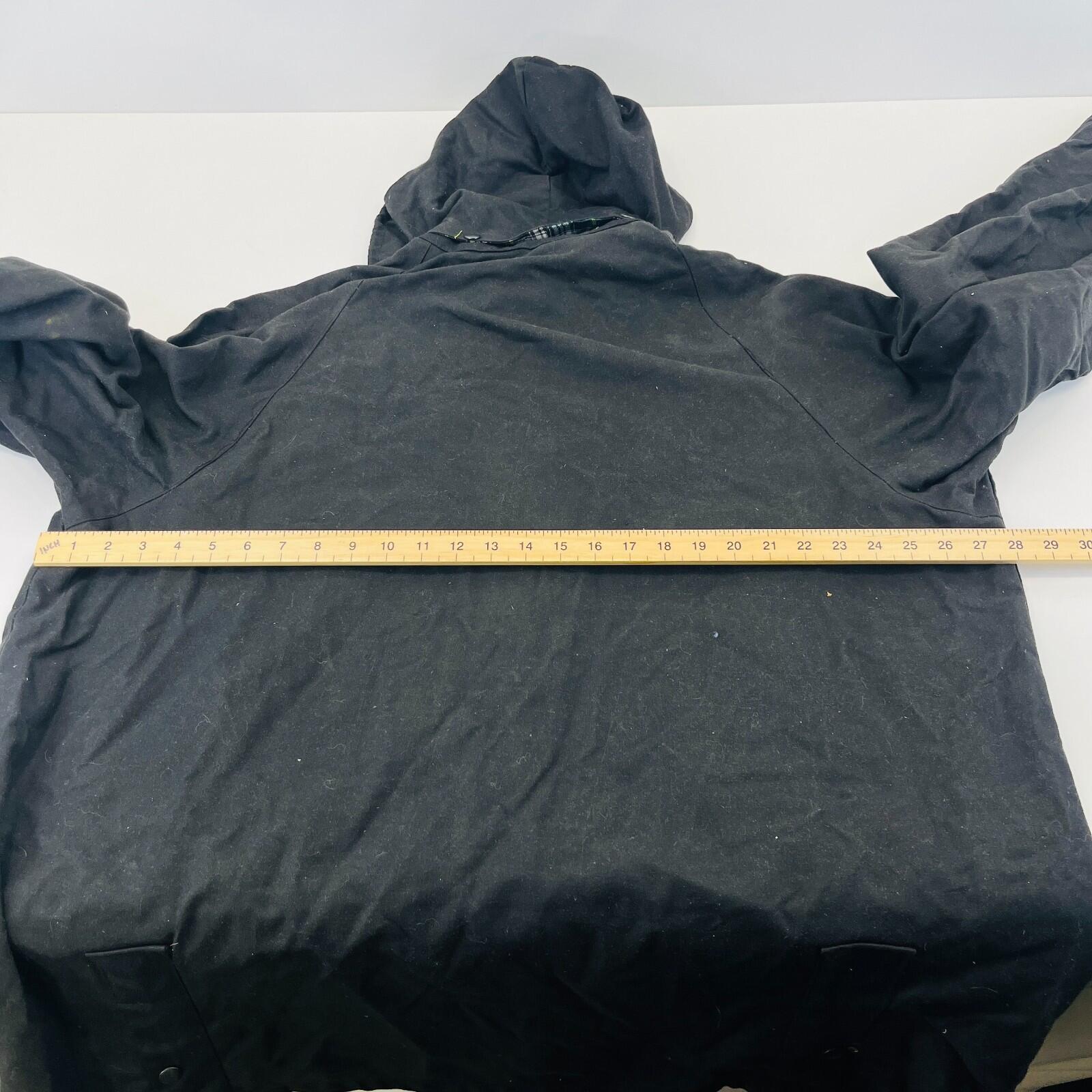 Men's Heavy Denim Wax Jacket in Black with Hood size 2XL