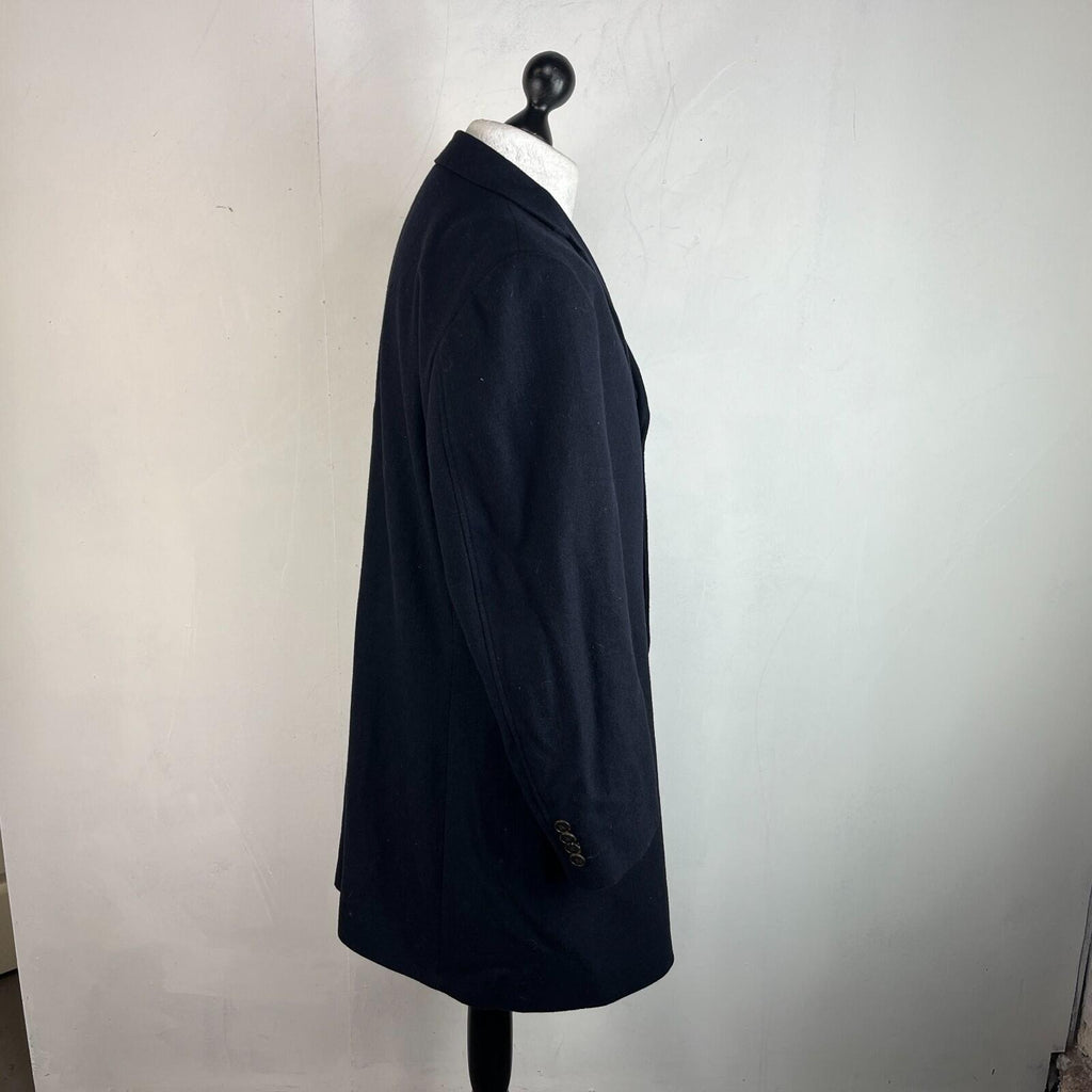 Harry Brown Men's Black Wool Blend Mid-Length Overcoat size XL Slim Fit