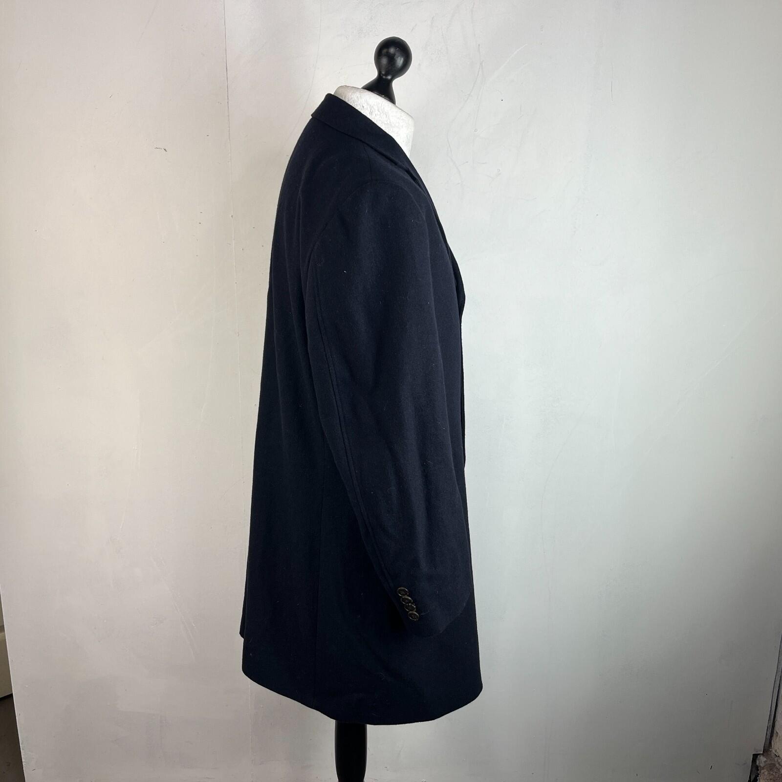 Harry Brown Men's Black Wool Blend Mid-Length Overcoat size XL Slim Fit