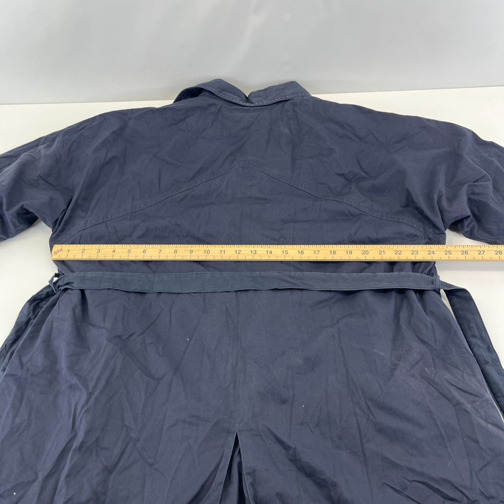 Vintage C&A Women's Lined Trench Coat with Belt Navy Blue size 46