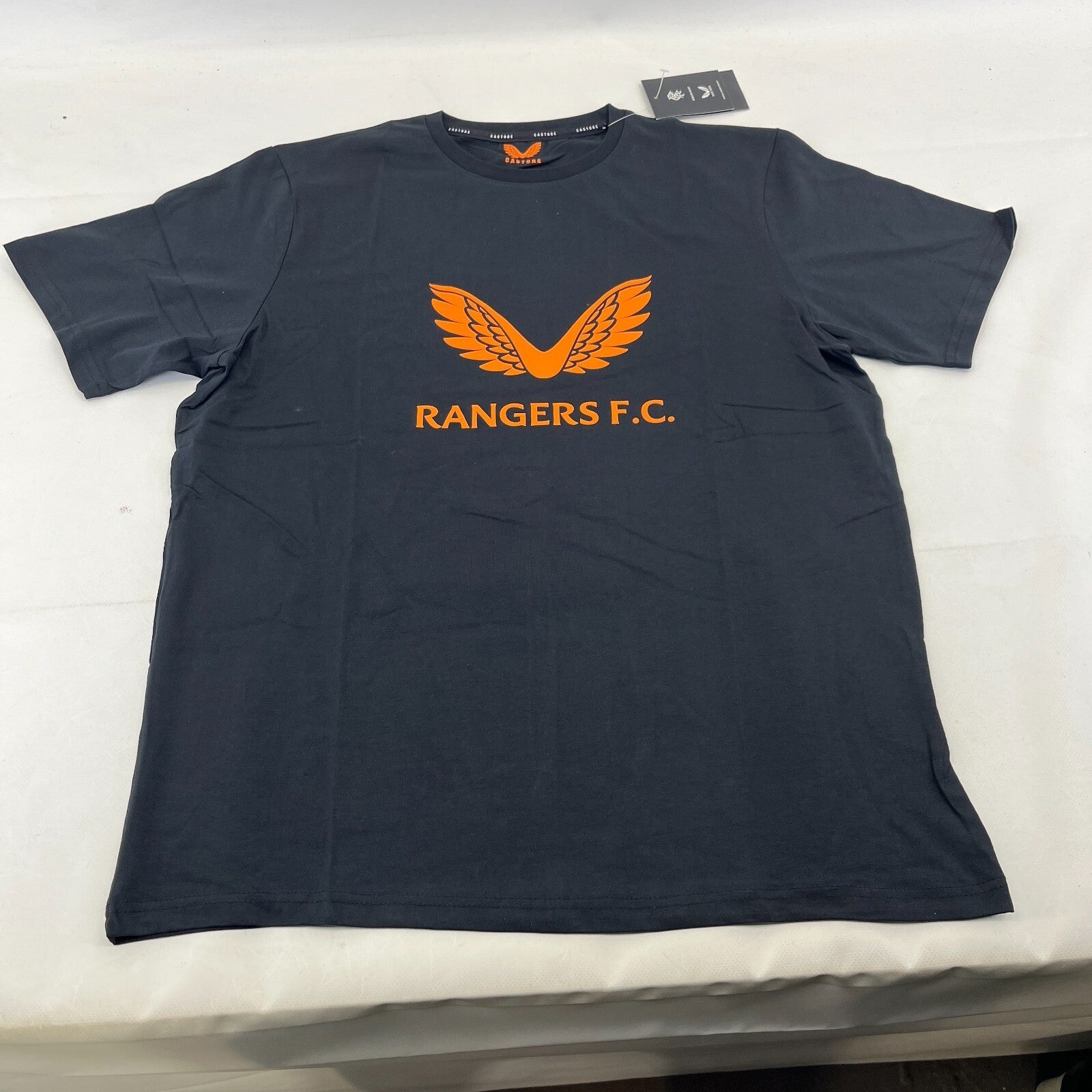 Castore Glasgow Rangers Logo T Shirt Mens Rangers FC Black/Orange size Large