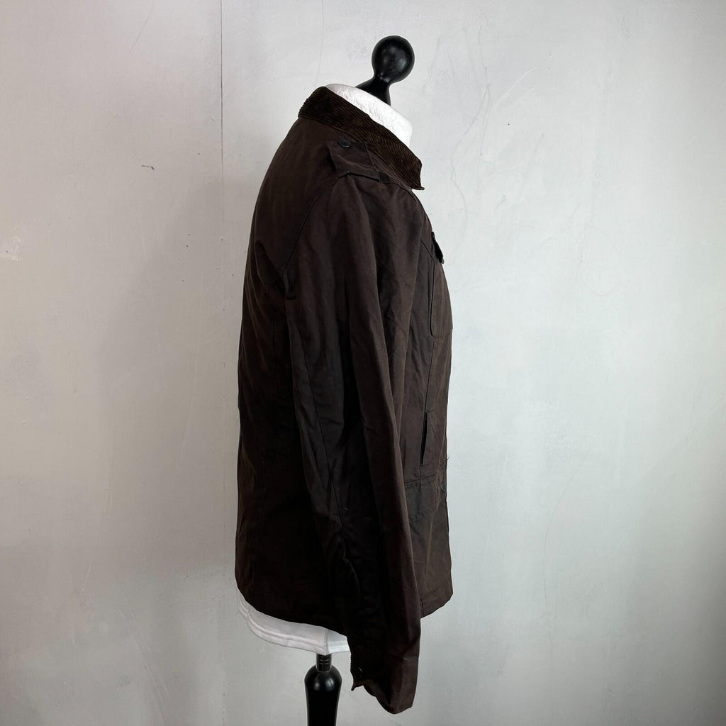 Mc Orvis Wax Jacket Womens size S Brown Country Coat with Corduroy Collar