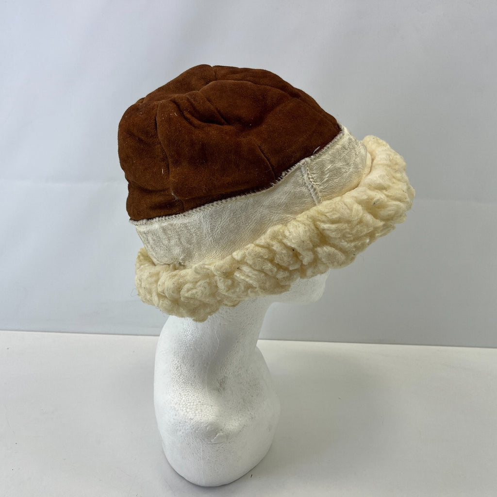 Vtg Nordvek Genuine Shearling Sheepskin Cossack Hat Winter Russian Boho Brown