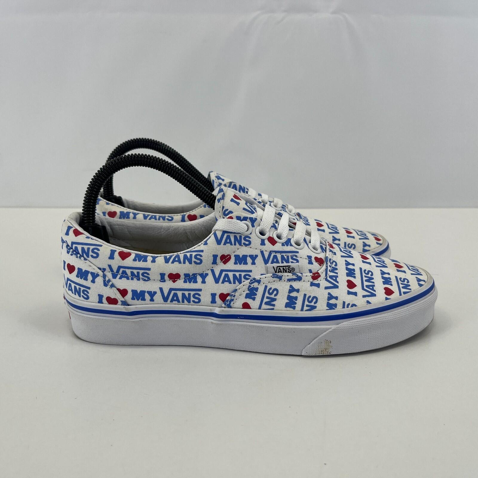 Vans Skate Sk8 Low Shoes White/Blue "I Love My Vans" - UK Size 5.5