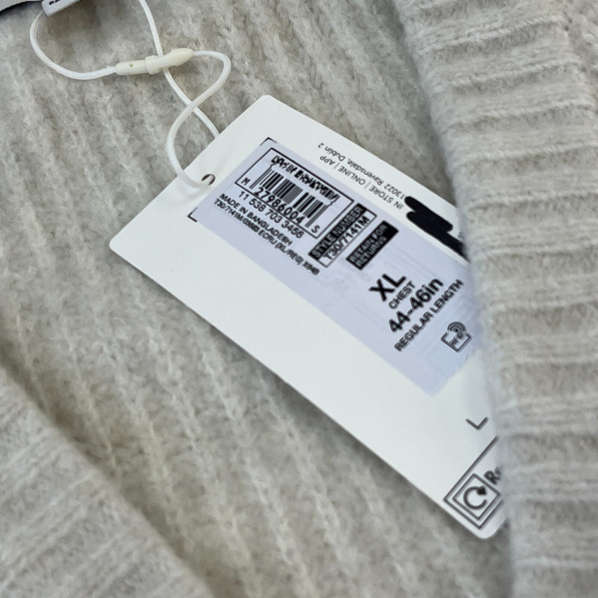 M&S Marks & Spencer Men's Luxury Cardigan XL Off White Ecru Cable Knit Wool Mix