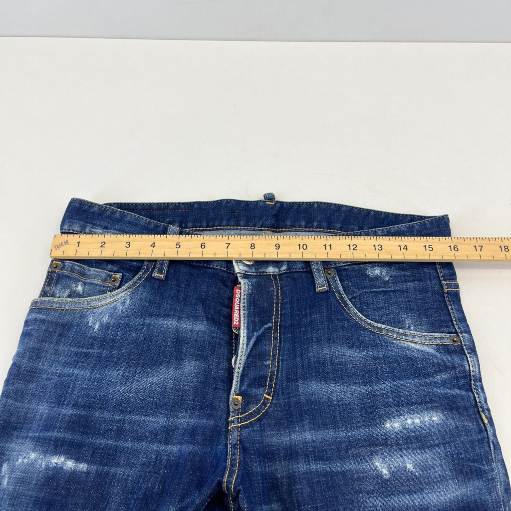 DSquared2 S74LB1010 Original Straight Fit Jeans size 46 W32" L29" Blue Distress