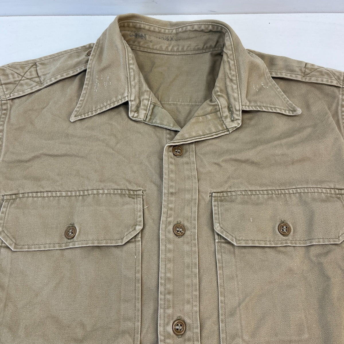 Vintage Poplin US Marines USMC Twill Workwear Shirt Long Sleeve Military size L