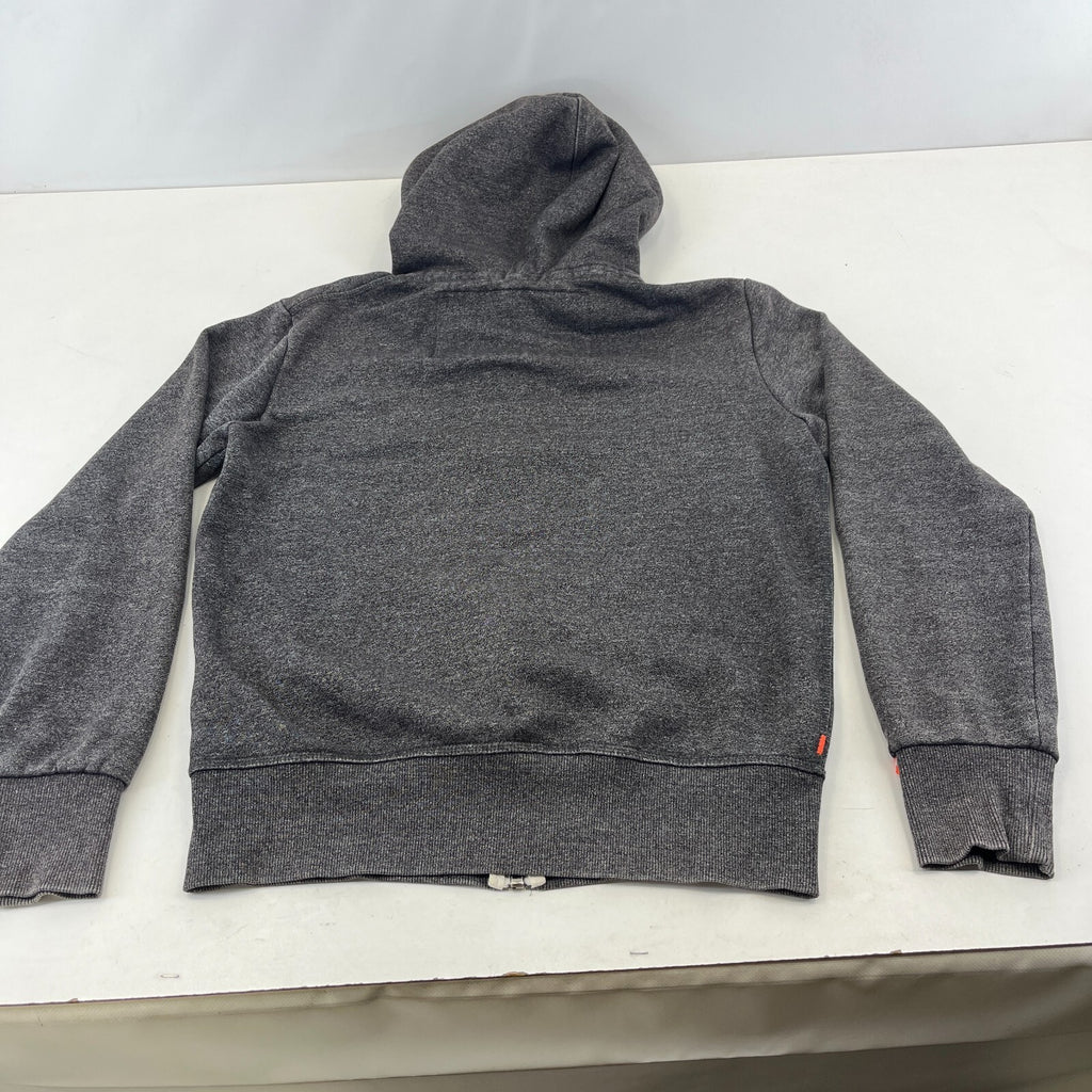 Superdry Hoodie Mens M Grey Full Zip Fleece Sweatshirt Orange Label M20002ANDS