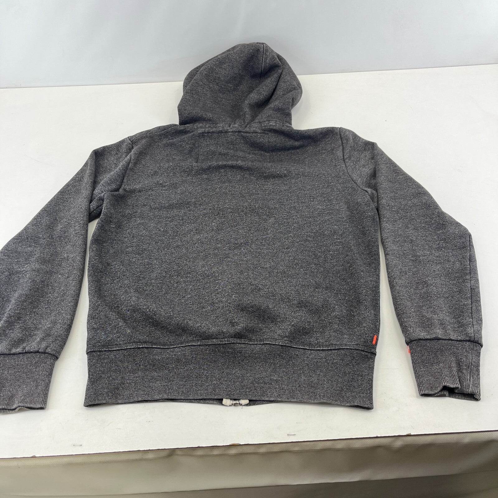Superdry Hoodie Mens M Grey Full Zip Fleece Sweatshirt Orange Label M20002ANDS