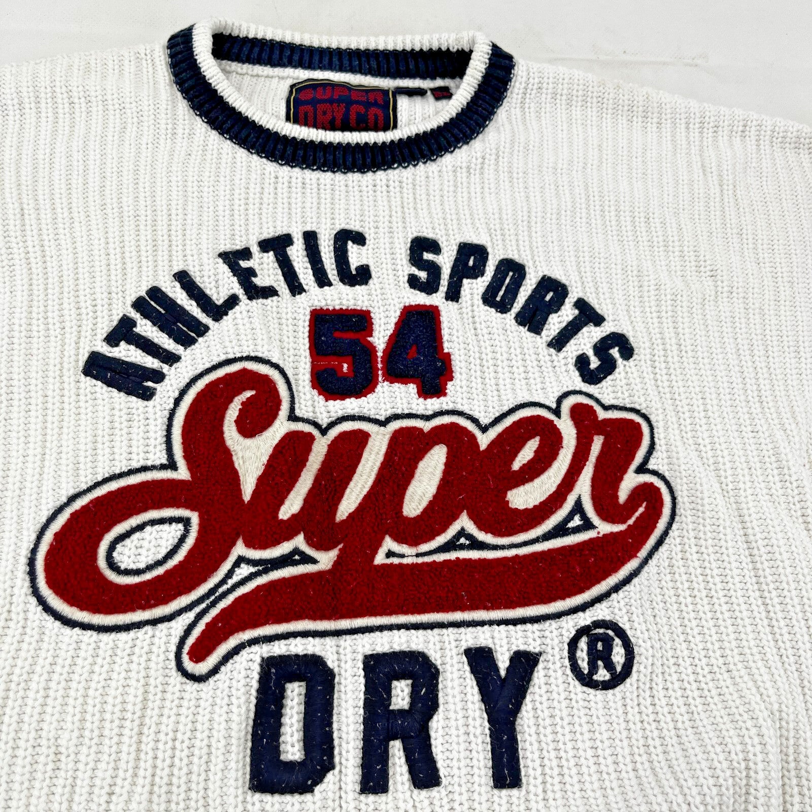 Superdry Women's  Chunky Cable Knit Jumper White & Black size 12