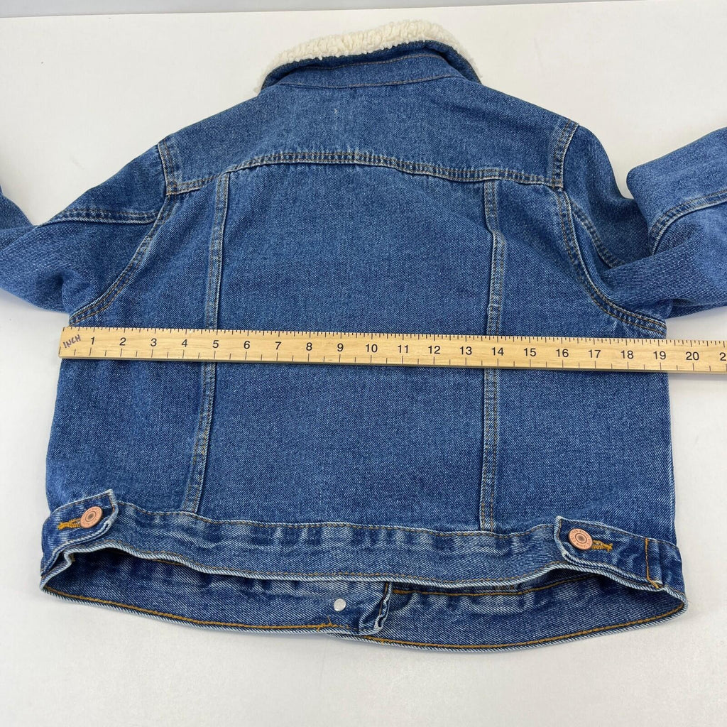 New Look Women's Blue Denim Jacket with Sherpa Collar size M
