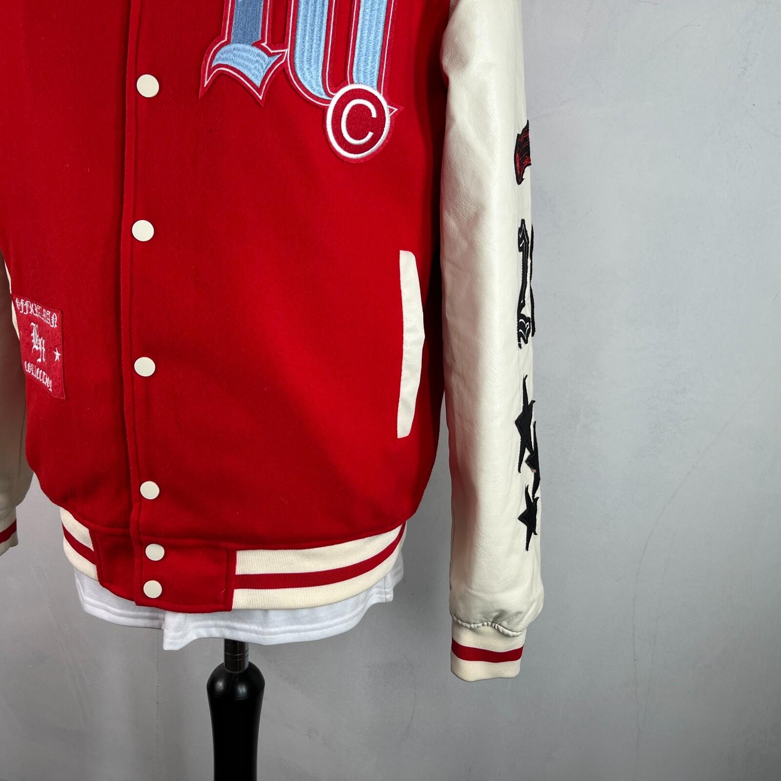 Boohoo Man Los Angeles Red & Ivory White Varsity Jacket size M  New without Tags