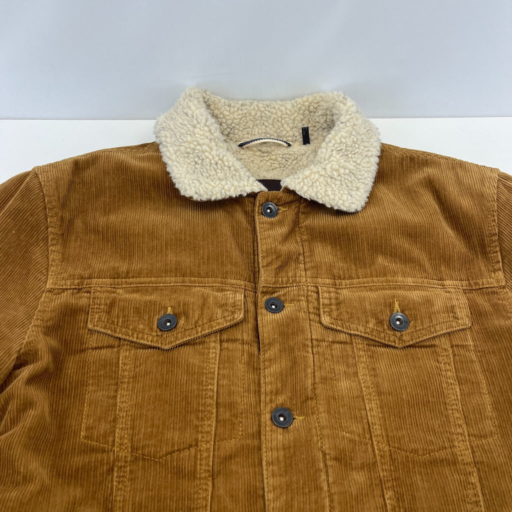 M&S Eighty Four Brown Cord Jacket Padded Trucker Fleece Lined Sherpa Men's M