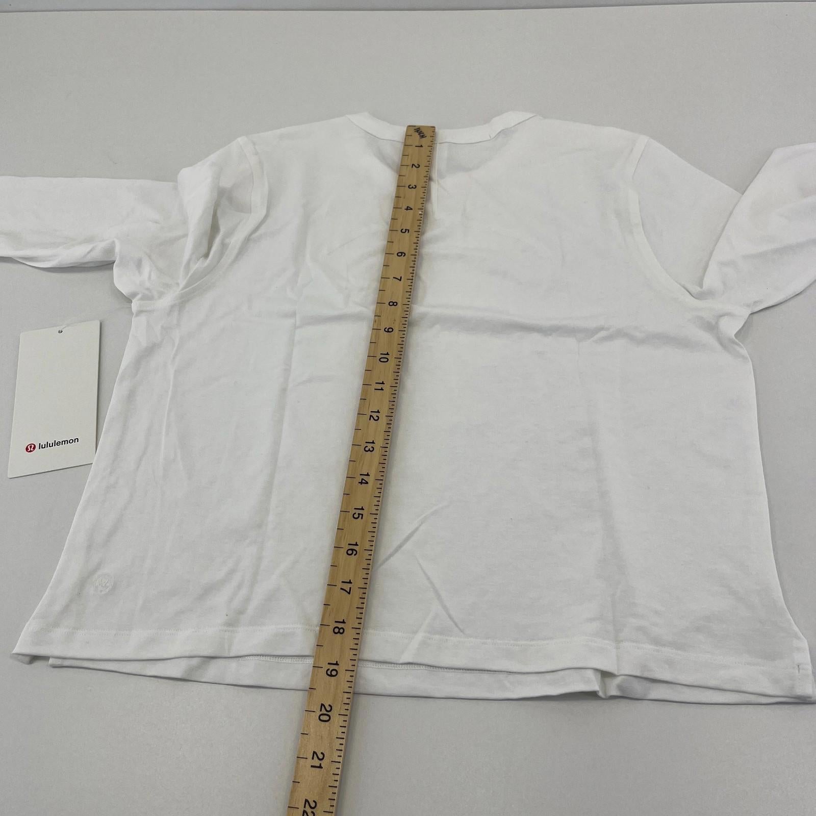 Lululemon Classic Fit Long Sleeve Cotton Blend Top T-Shirt White size UK 10 US 6