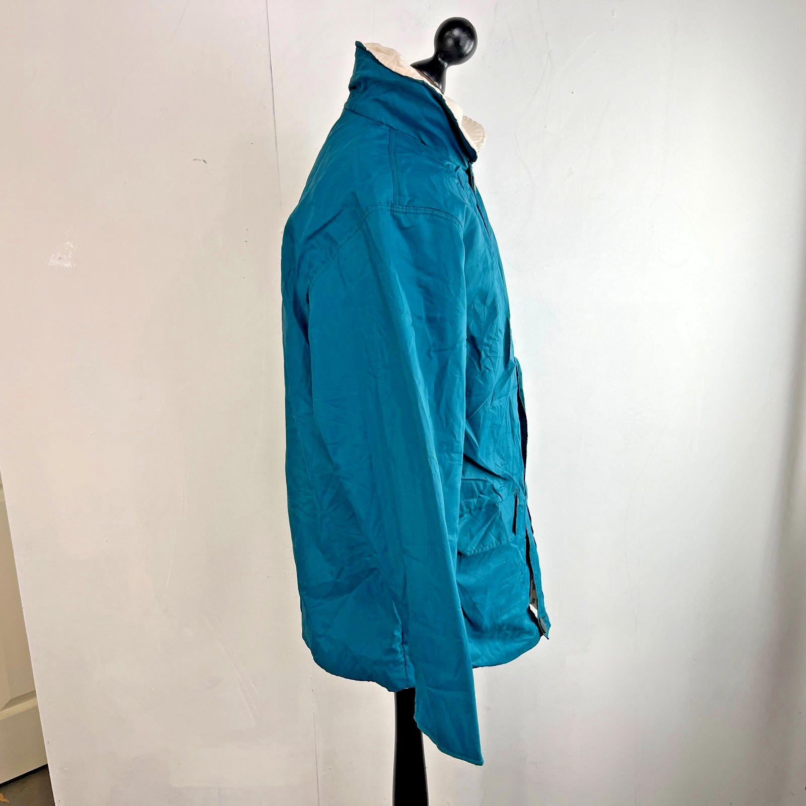 Helly Hansen Mens Vintage Reversible Sailing Jacket size M Teal Green & White
