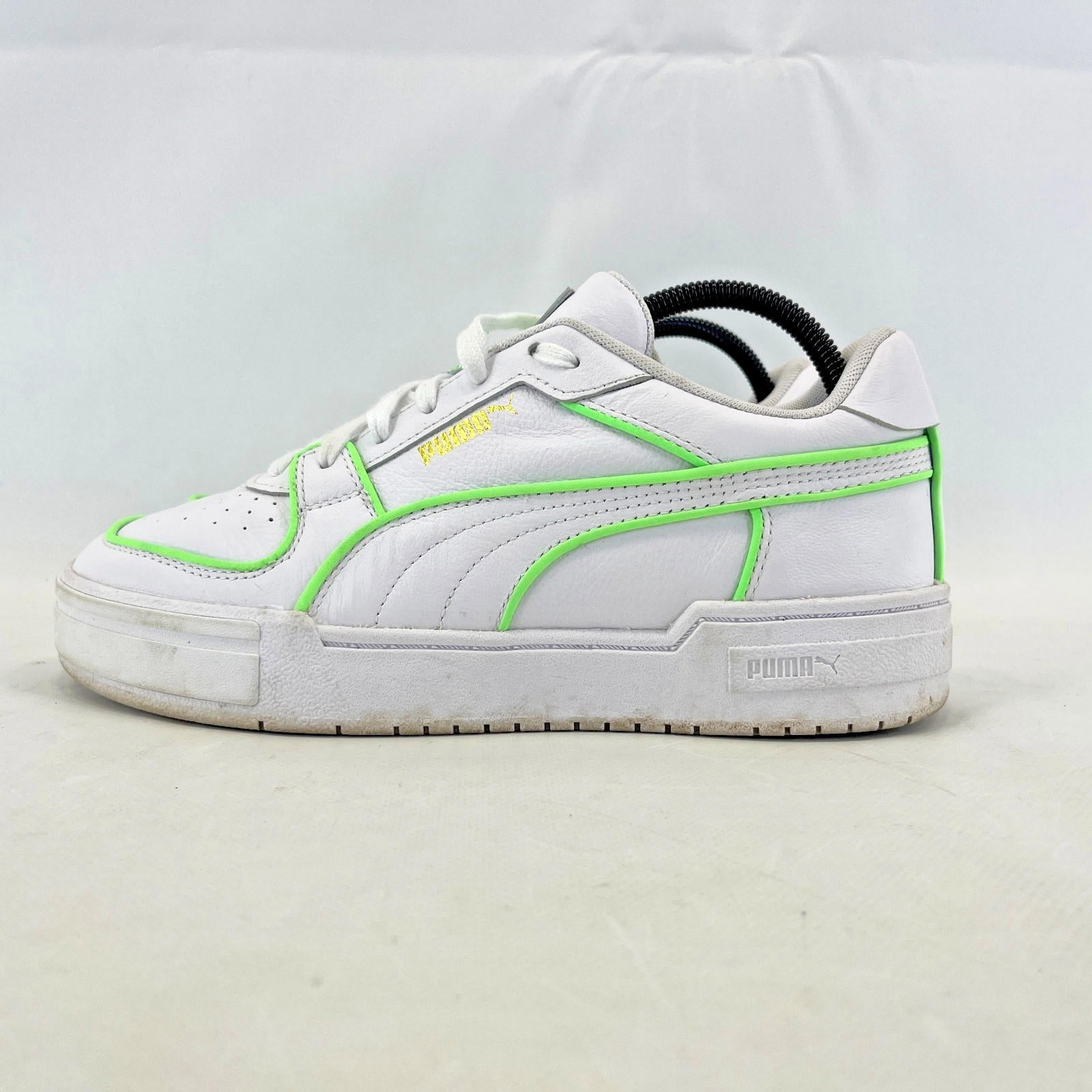 Puma Women's White Trainers with Fluoro Green Piping UK size 7 EUR size 40.5