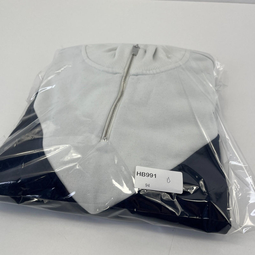 Sweaty Betty Revive Cropped Half Zip Sweatshirt Navy Blue & White size S/M