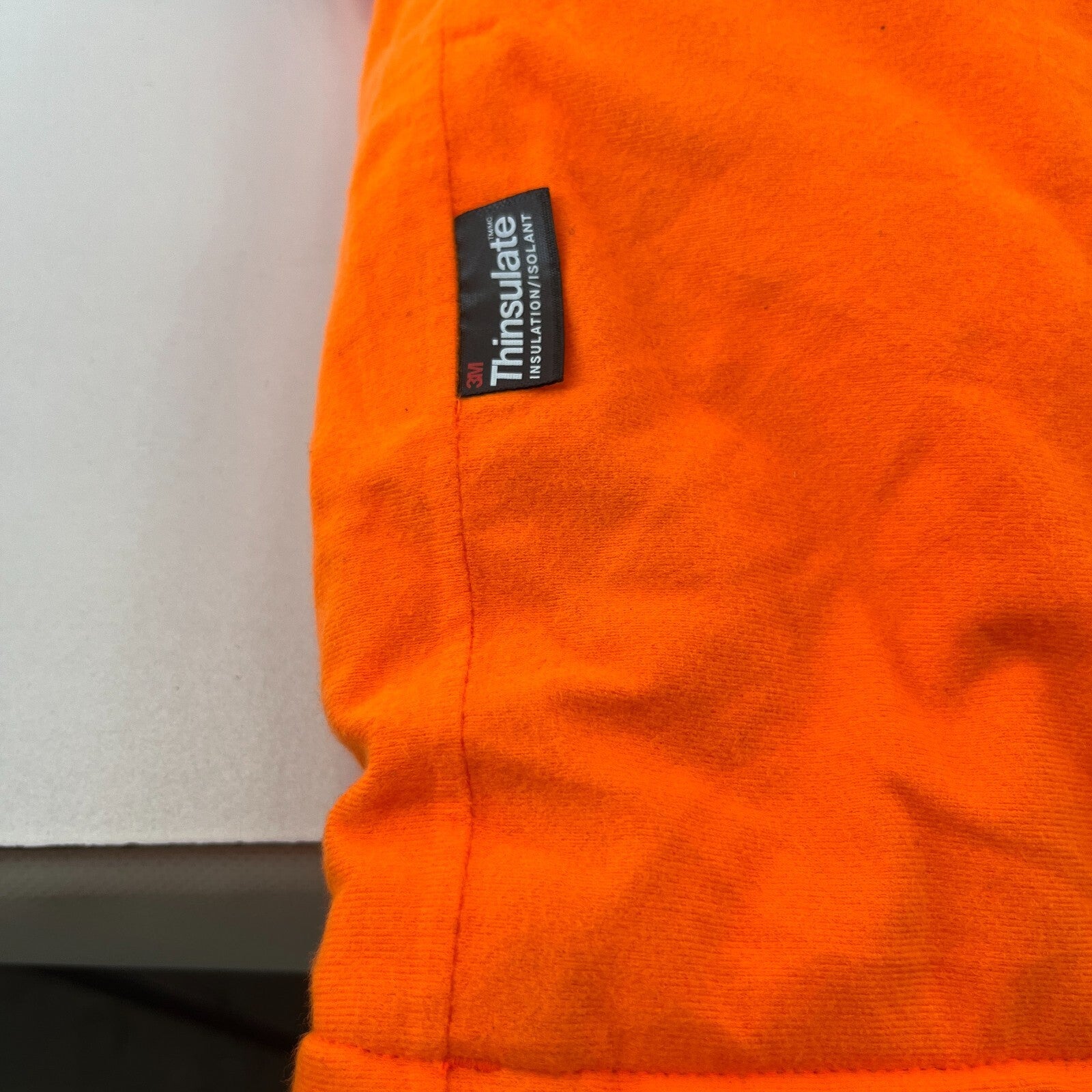 Cabelas Fluorescent Orange Softshell Chore Coat Warm Jacket with Hood size Large