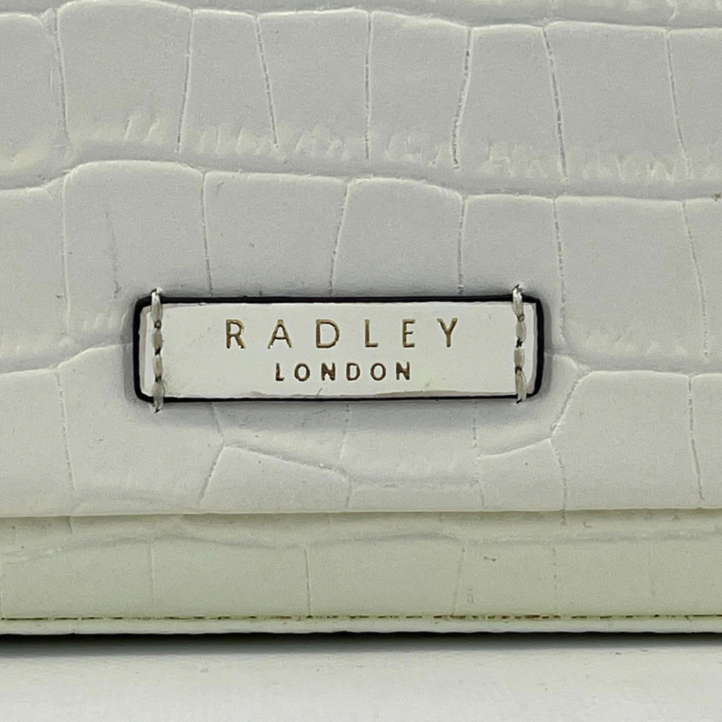 Genuine Radley Hanson Mews Handbag in White Faux Croc Small Flapover Crossbody