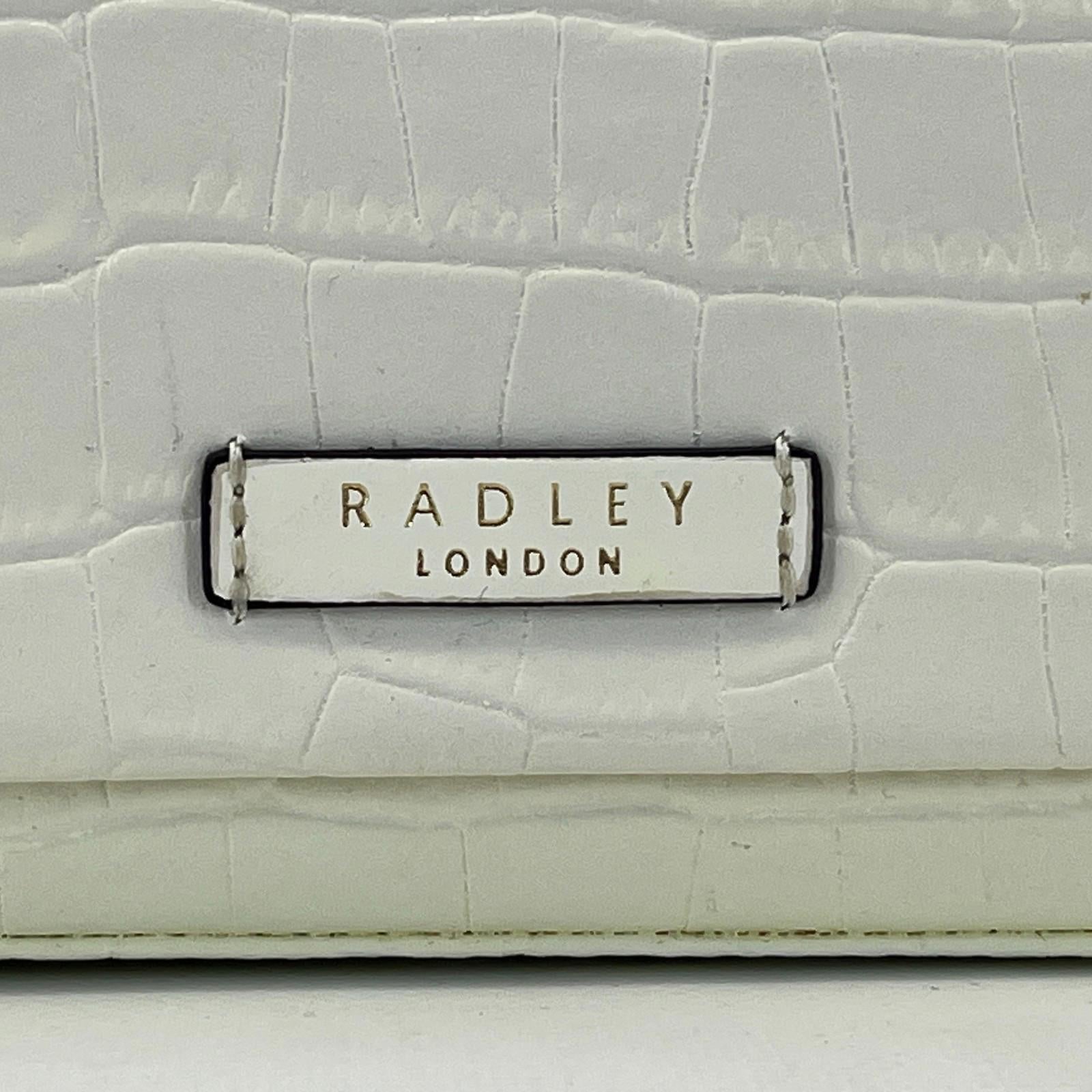 Genuine Radley Hanson Mews Handbag in White Faux Croc Small Flapover Crossbody
