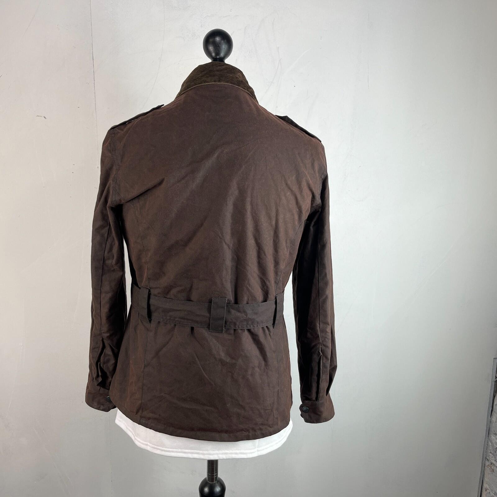 Mc Orvis Wax Jacket Womens size S Brown Waxed Coat with Belt Made in the UK