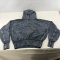 Drop Dead Distressed Look Grey w Zip Sleeves Hoodie 100% Cotton Streetwear UK L