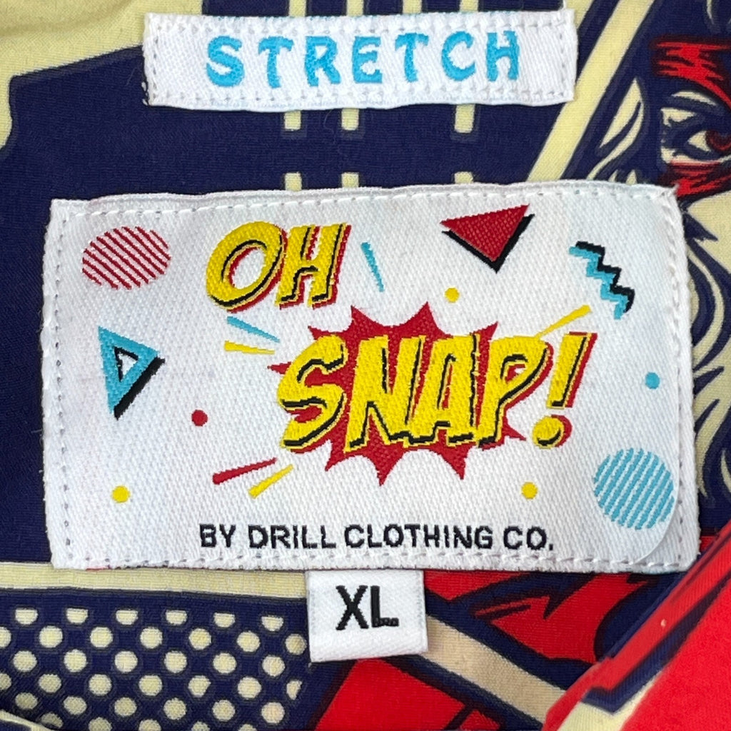 Oh Snap! Drill Clothing Co Shirt Men's size XL 90s Comic Pop Art Button-Up