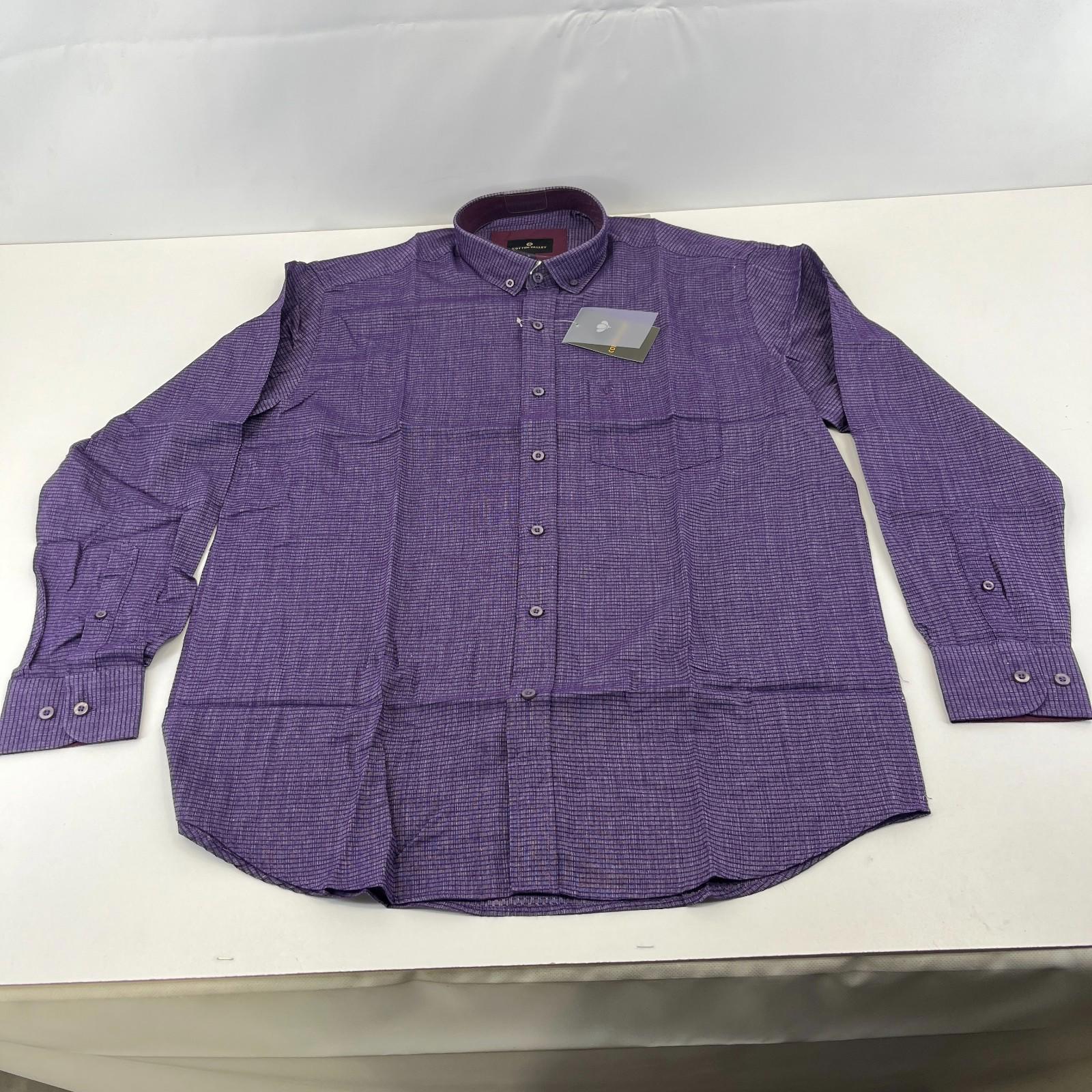 Cotton Valley Long Sleeve Shirt Purple Weave Button Down Collar UK size Large