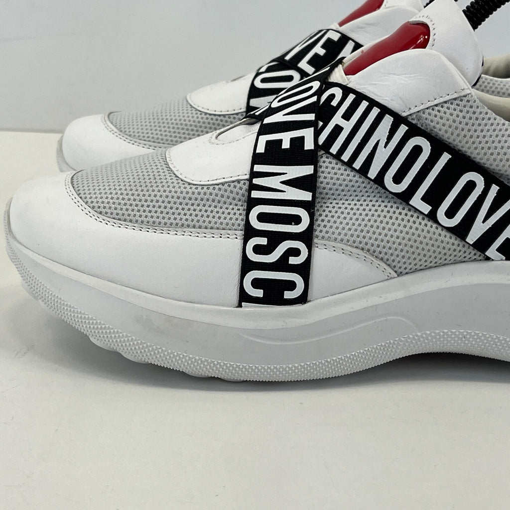 Love Moschino Heart Trainers size UK 5 EU 3 Women Low Top Slip On White Sneakers