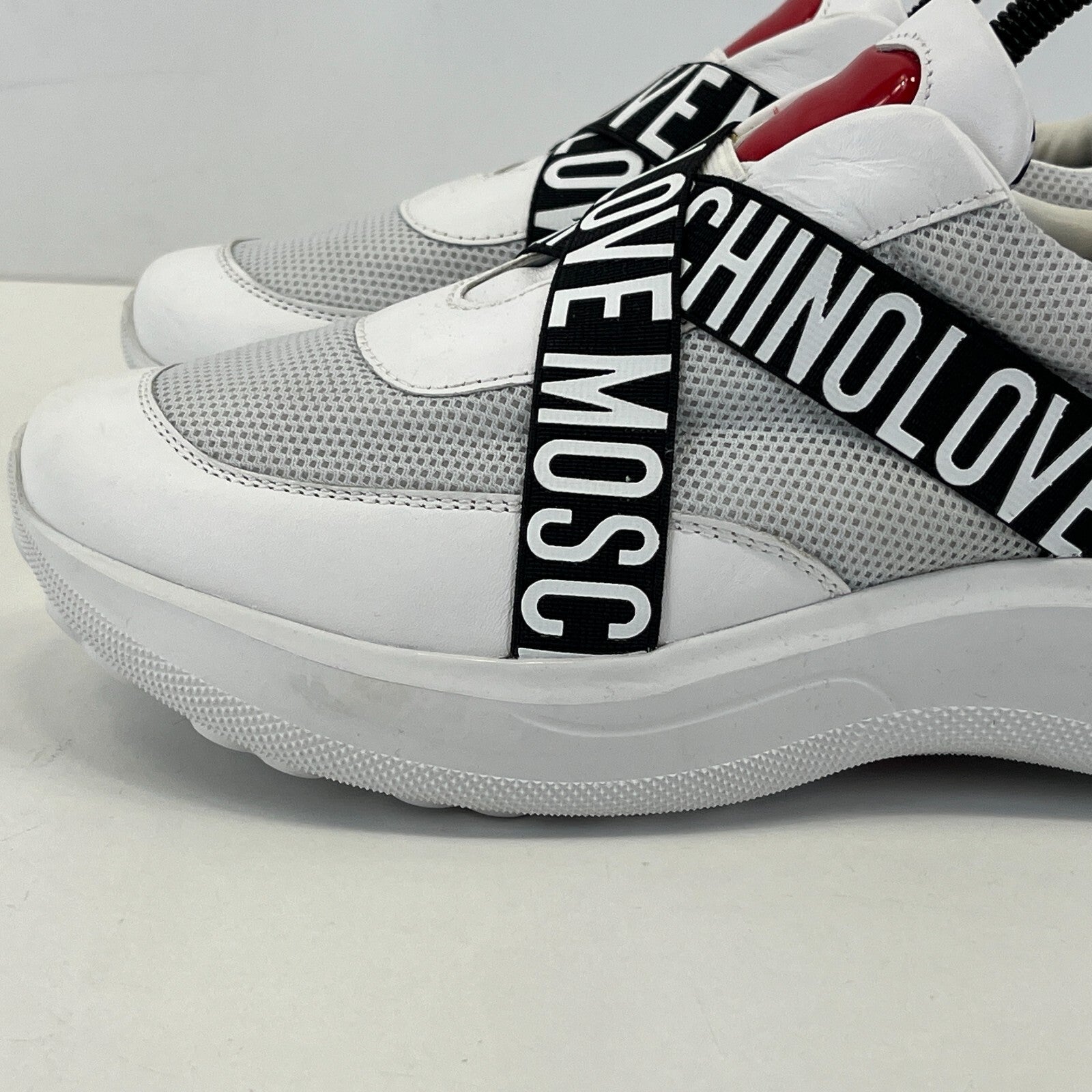 Love Moschino Heart Trainers size UK 5 EU 3 Women Low Top Slip On White Sneakers