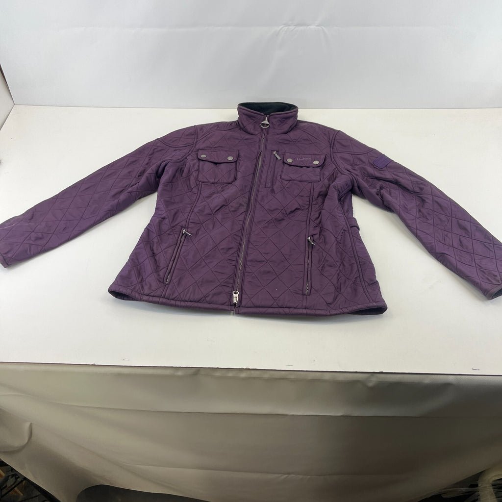 Barbour International Women's Quilted Jacket in Purple size 14 Fleece Lined