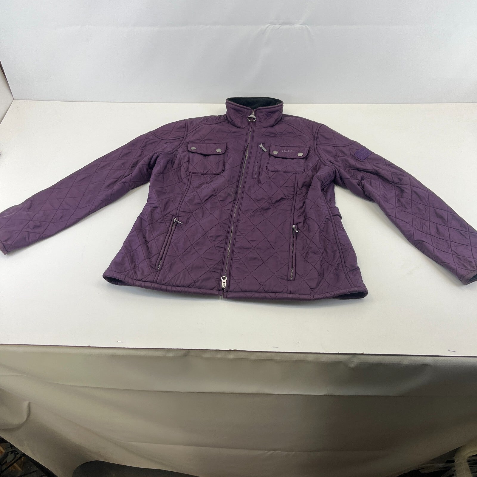 Barbour International Women's Quilted Jacket in Purple size 14 Fleece Lined