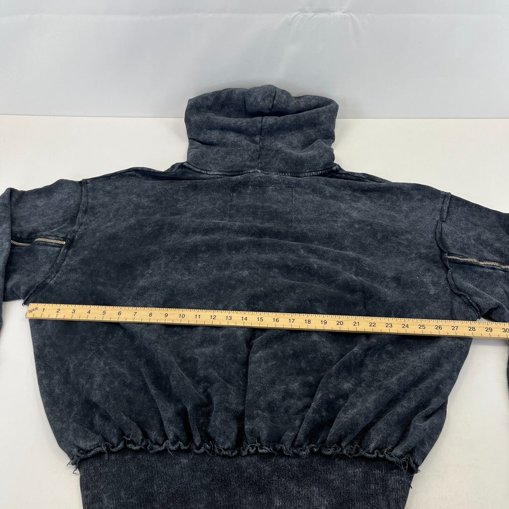 Drop Dead Distressed Look Grey Hoodie Zip Sleeves 100% Cotton Streetwear UK 2XL