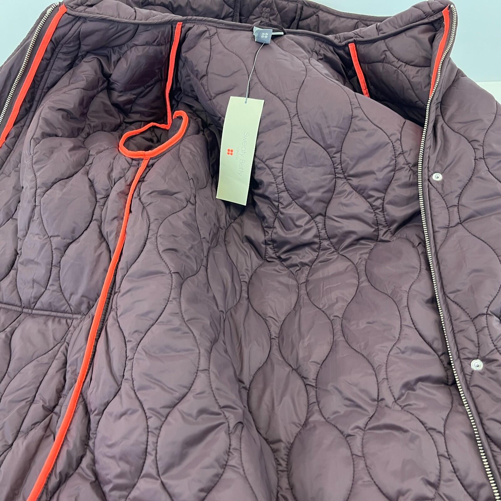Sweaty Betty On The Move Longline Quilted Parka Coat in Sable Brown size M/12