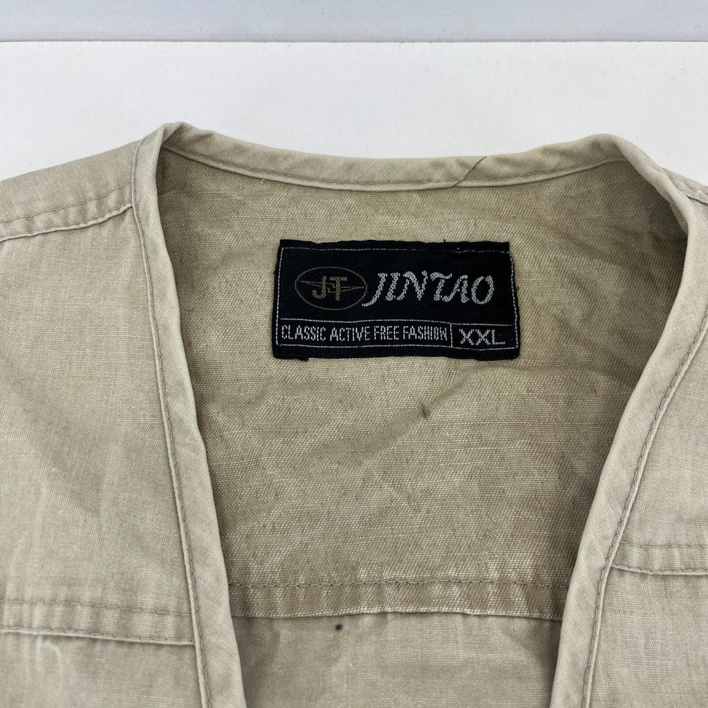 Vintage JinTao Utility Vest Cargo Tactical Techwear Khaki Beige Men’s size 2XL