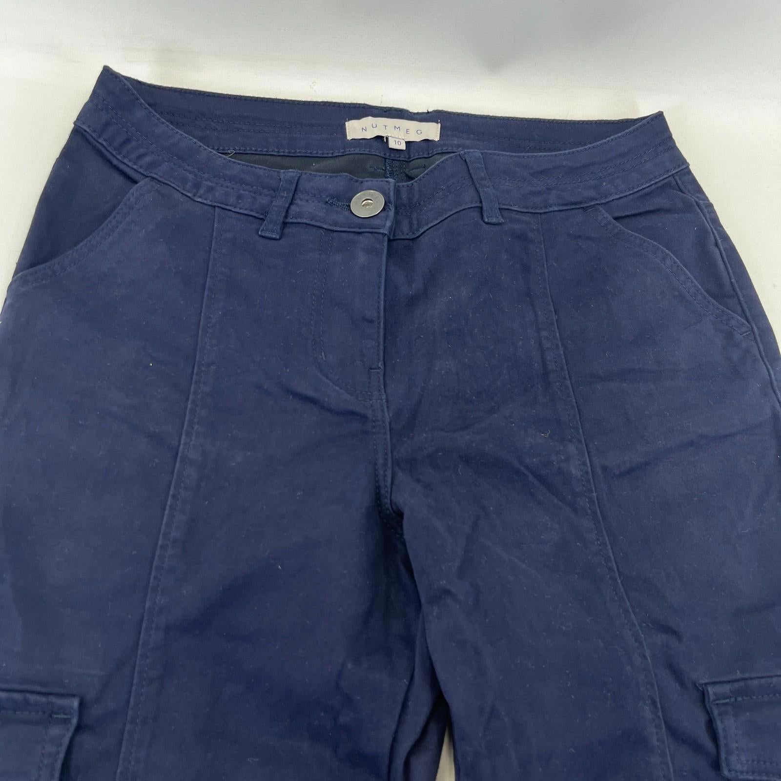 Nutmeg Slim Fit Cargo Pants Trousers Jeans in Blue UK Women's size 10 - NWOT