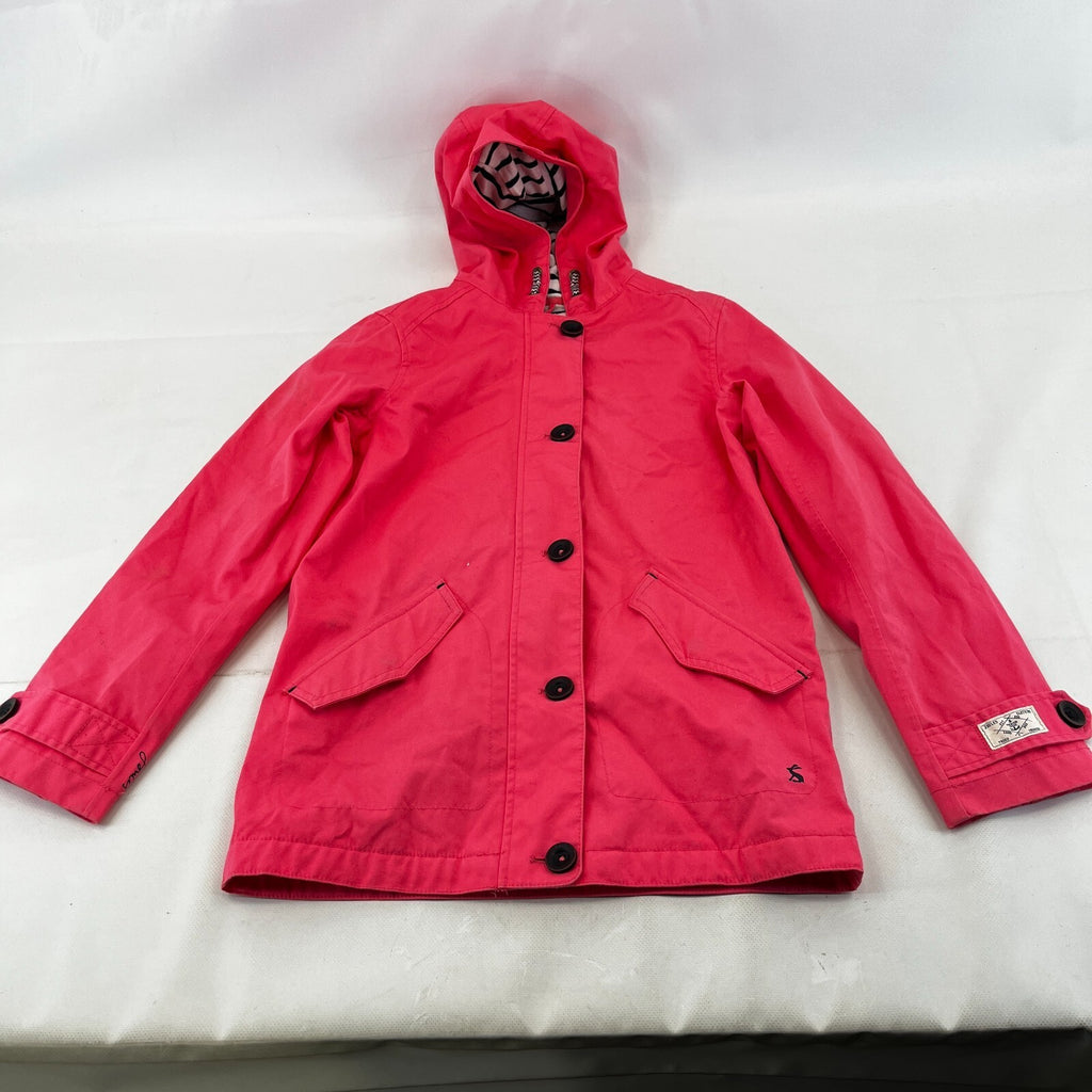 Joules Girls Waterproof Breathable Canvas Jacket Hooded in Pink size 11-12yrs