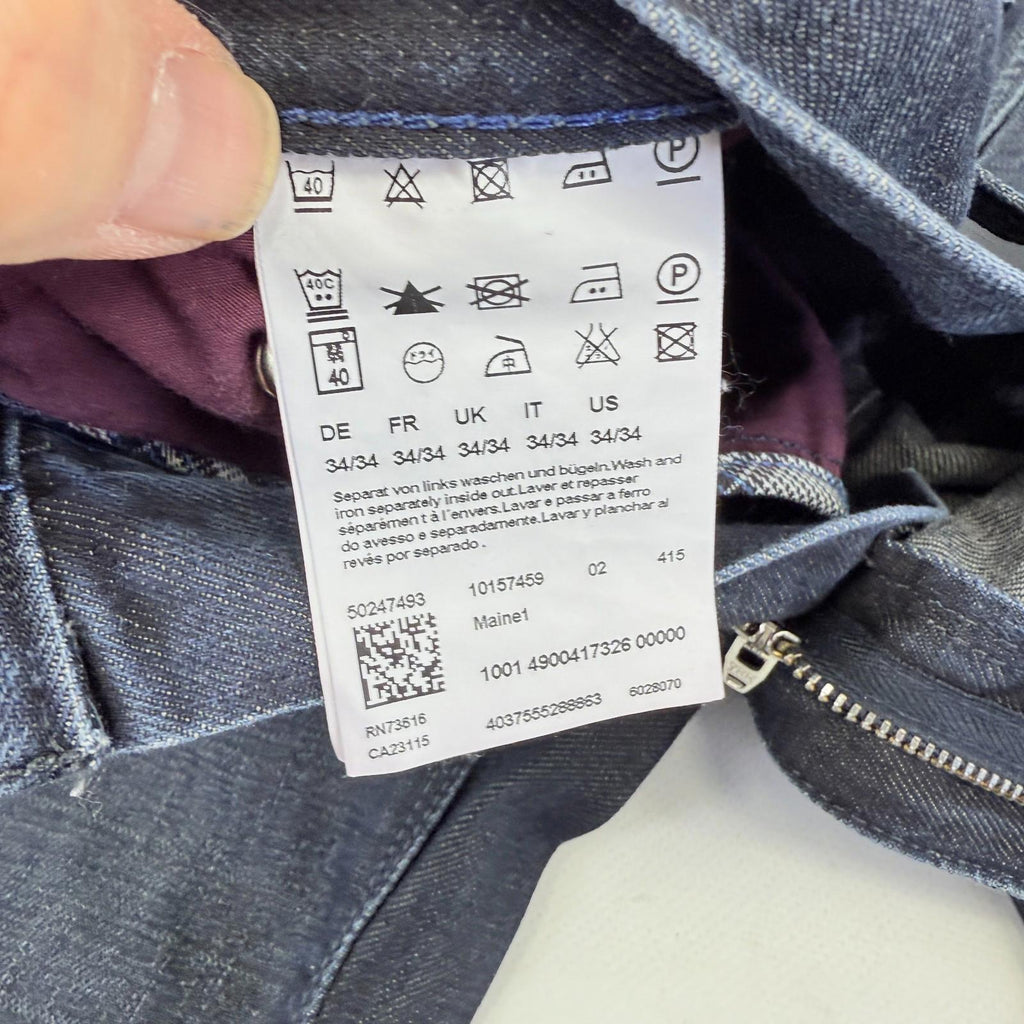 Hugo Boss Maine 1 Jeans W34" L32" Dark Blue Denim Zip Fly