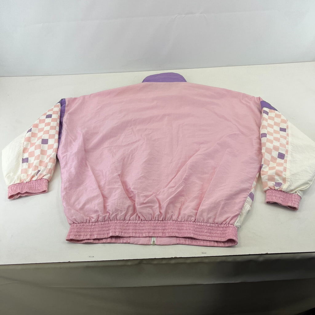 Vintage 80s 90s Golden Cup Shell Suit Track Jacket Pink Colour Block size L