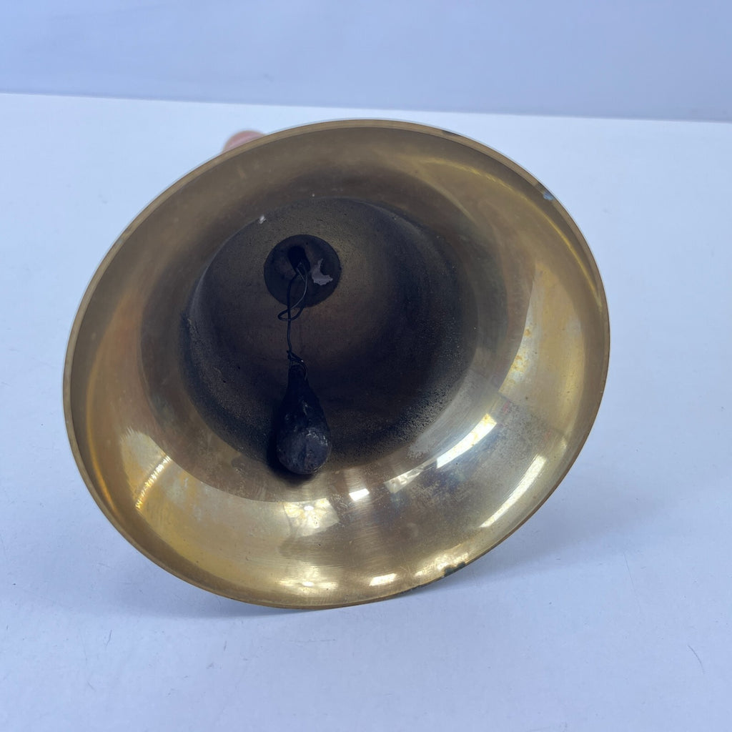 Vintage Large Brass Hand Bell School Town Crier Bell 33cm - 13cm Diameter Loud